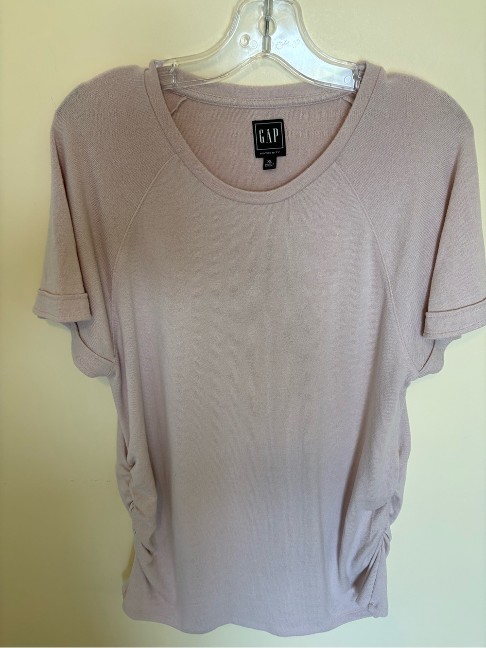 GAP Long Sleeve Ruched Maternity  Tee - Soft Pink Size XL